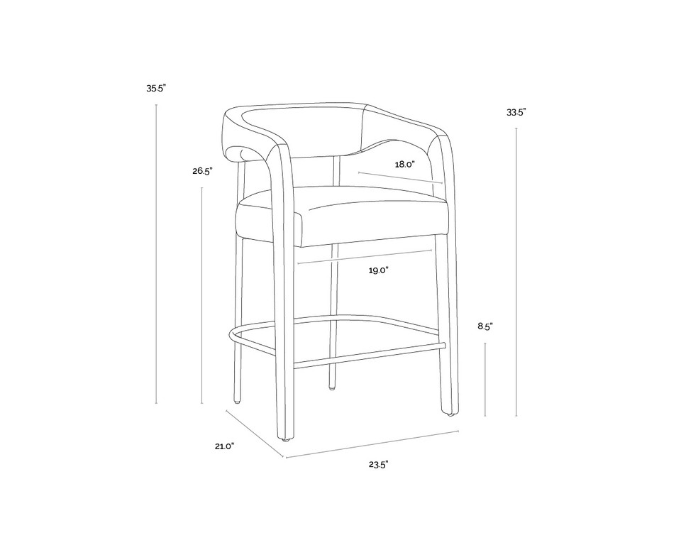 Mavia Ludlow Sesame Leather Counter Stool