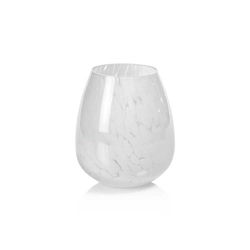 Laval White Confetti Glass Vase, Small | Bone & Brass