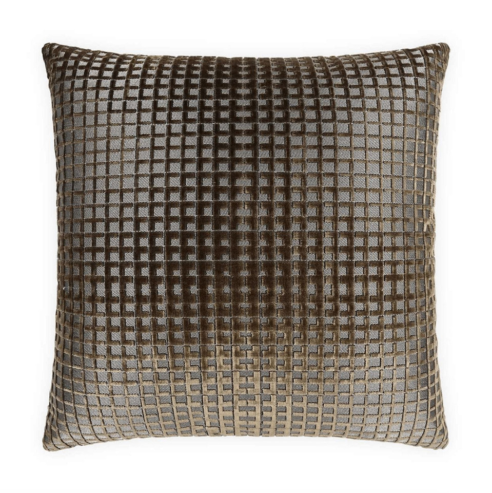 Luxury 24" x 24" Success decorative throw pillow with a textured brown and gray grid pattern.