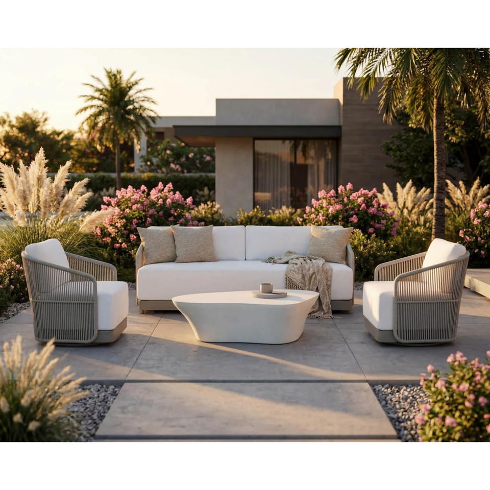 Allariz Warm Grey & Light Grey Outdoor Sofa, view 2