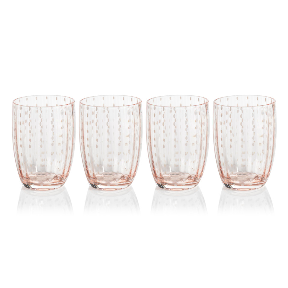 Preston Pink Glass Tumbler Glasses, Set 4 - Tumbler Side View | Bone & Brass