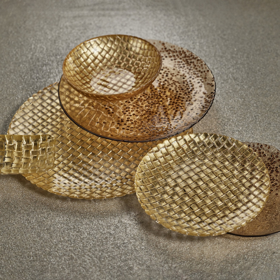 Braided Gold Glass 8.25" Plates, Set 6 - Plate Side View | Bone & Brass
