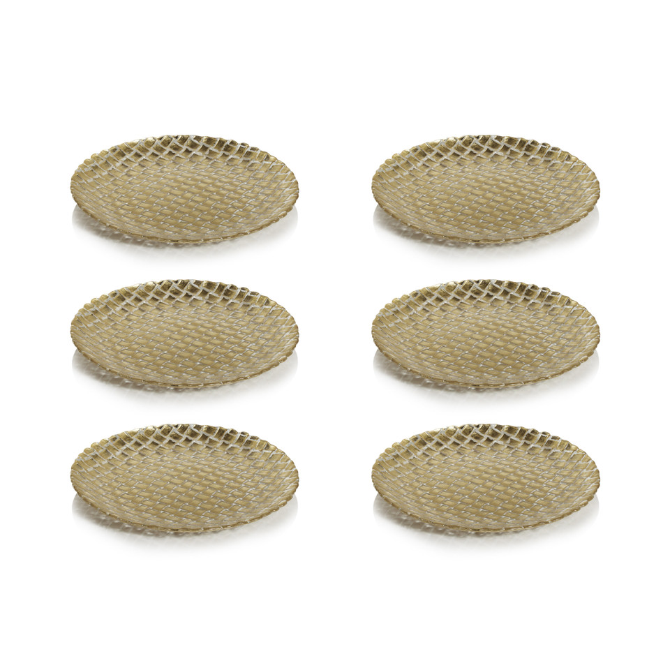 Braided Gold Glass 8.25" Plates, Set 6 - Plate Top View | Bone & Brass
