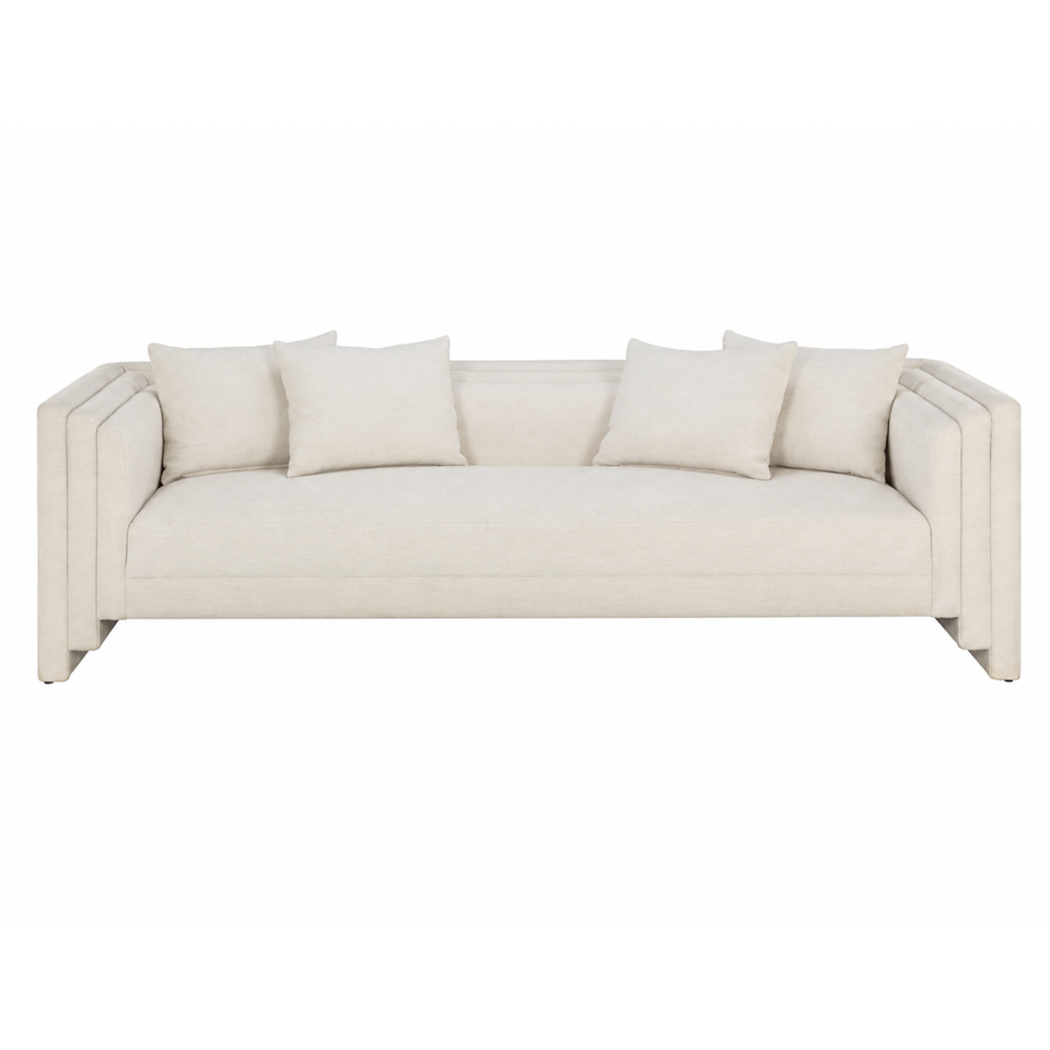 Kira 96" Modern Ivory Tweed Sofa – Sustainable Fabric, view 4