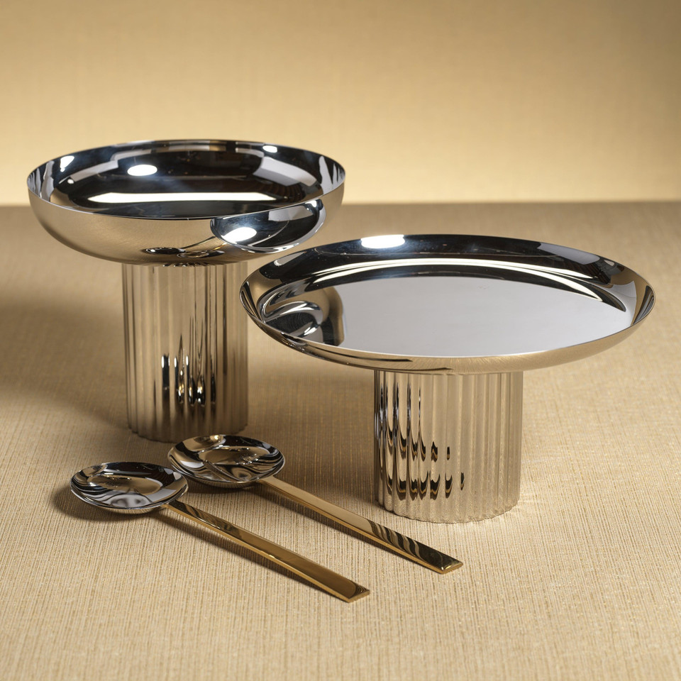 Stanley Polished Stainless Steel Footed Cake Stand - Cake Stand Detail | Bone & Brass