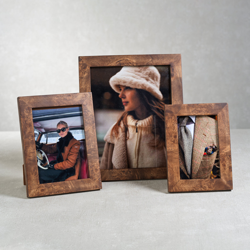 Rosso Burlwood Photo Frame - Frame Side View | Bone & Brass