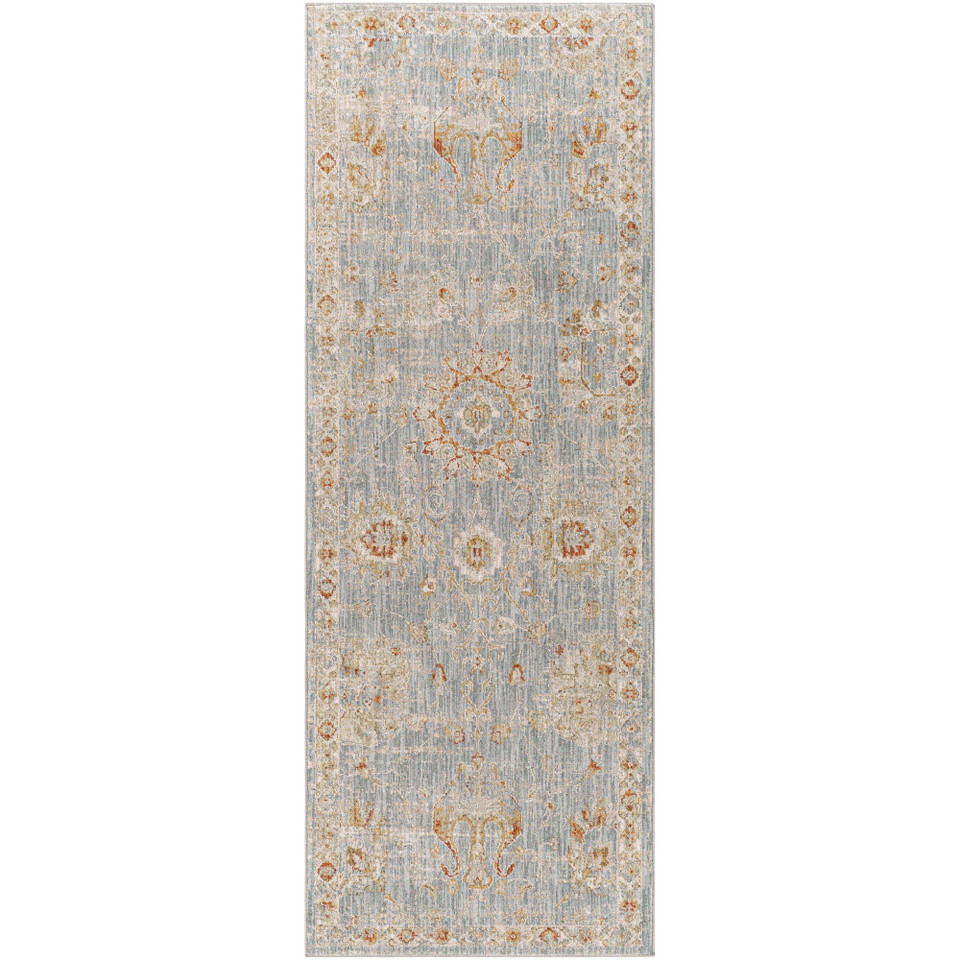 Avant Garde Blue & Light Beige Rug with traditional designs, machine-woven polyester and polypropylene.