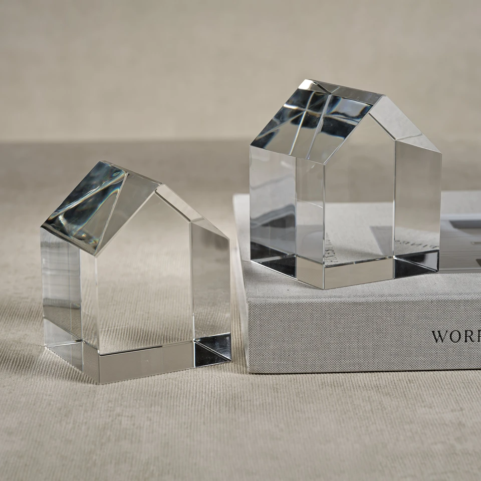 House Crystal Glass Décor Bookends, Set 2 - Detail View | Bone & Brass