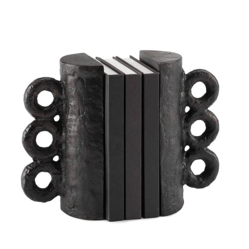 Chandra Blackened Zinc Bookend Set