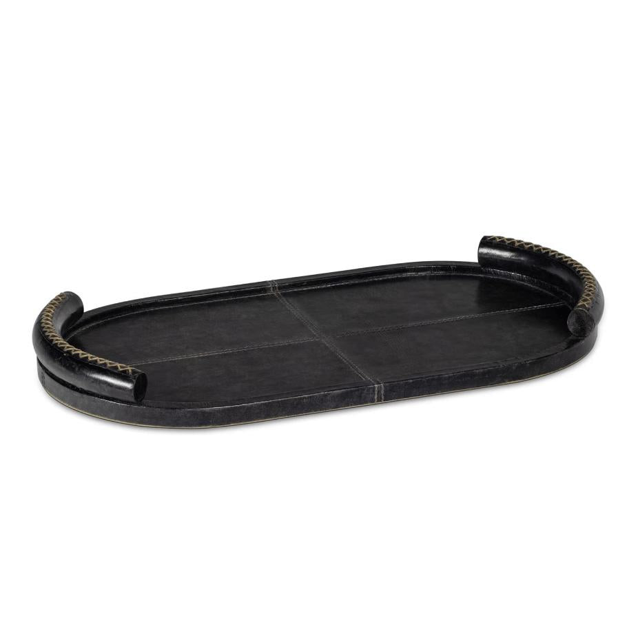 Forte Black Oval Leather Tray
