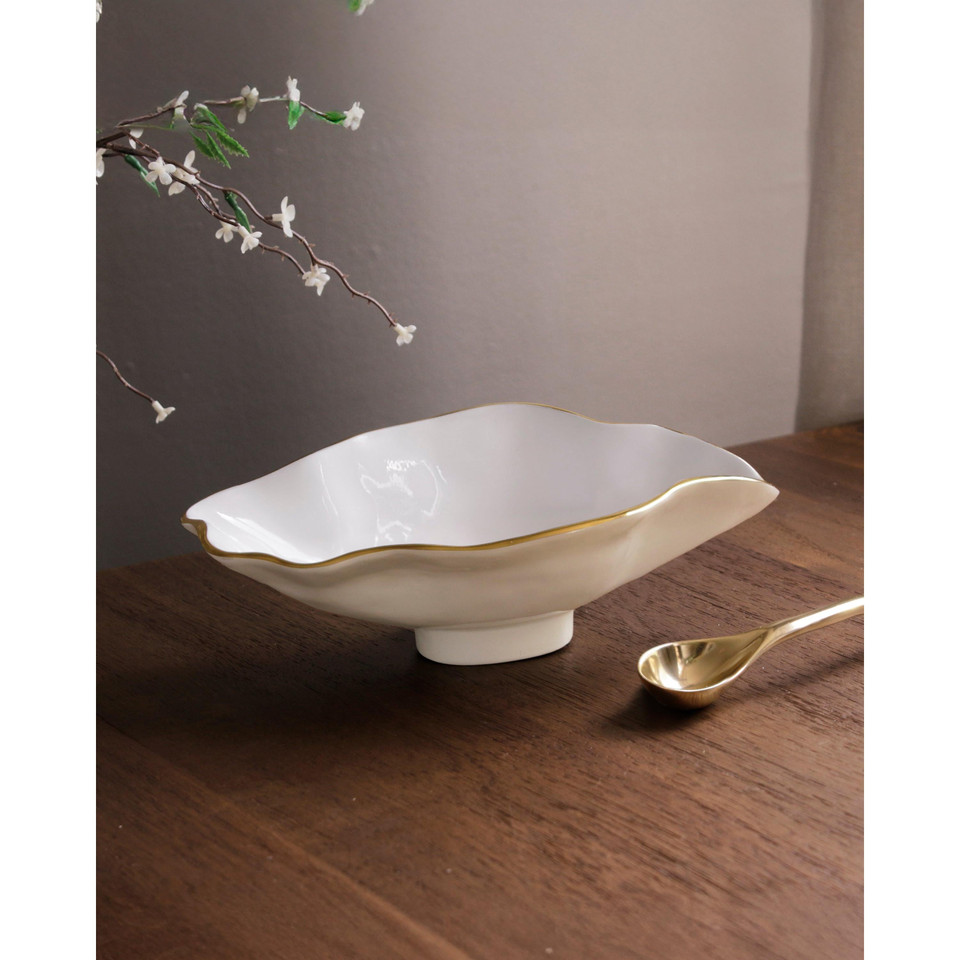 Encanto Claire Small Oval Bowl Spoon (Cream, White Gold), view 7