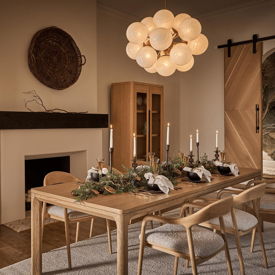 Shine Natural Brass Chandelier with Swirl Glass