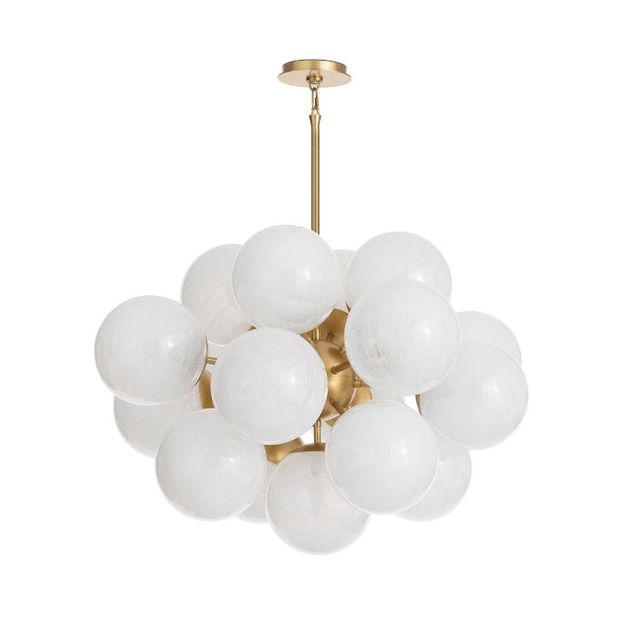 Shine Natural Brass Chandelier with Swirl Glass