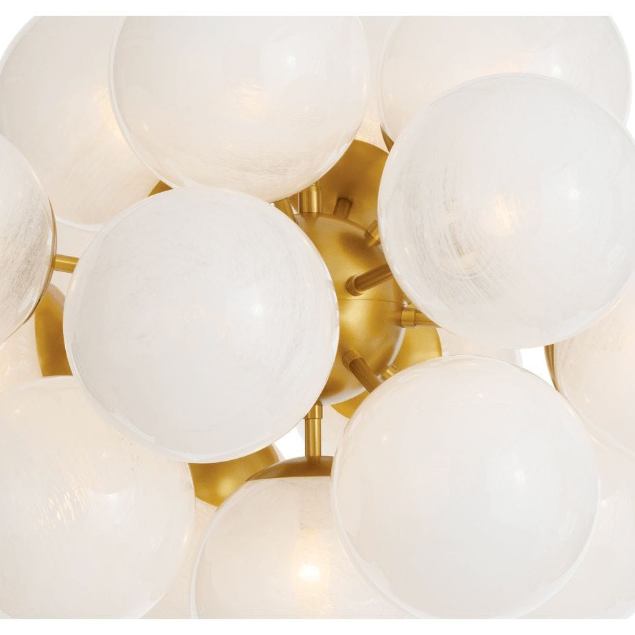 Shine Natural Brass Chandelier with Swirl Glass