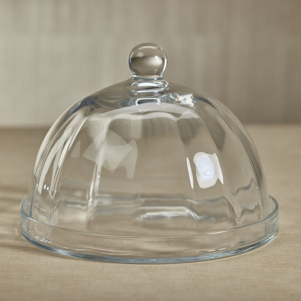 Aldgate Optic Pastry Glass Plate Cloche, Small - Dome Side View | Bone & Brass