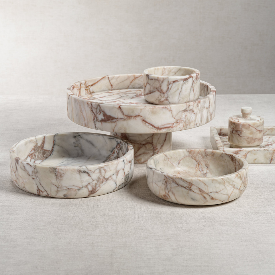 Rosso Verona Marble Bowl, Medium - Bowl Top View | Bone & Brass