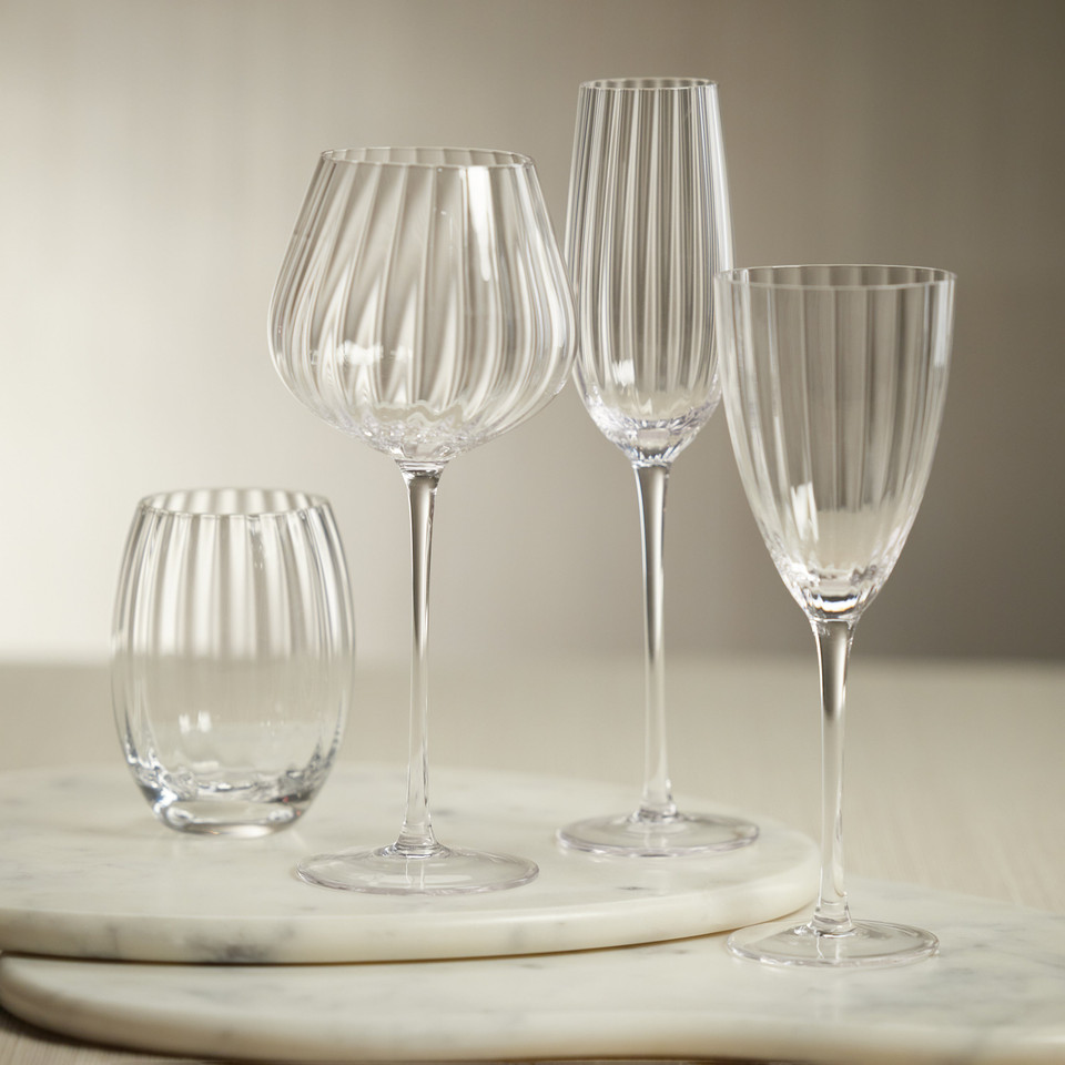 Madden Optic Stemless All-Purpose Glasses, Set 4 - Glass Detail | Bone & Brass