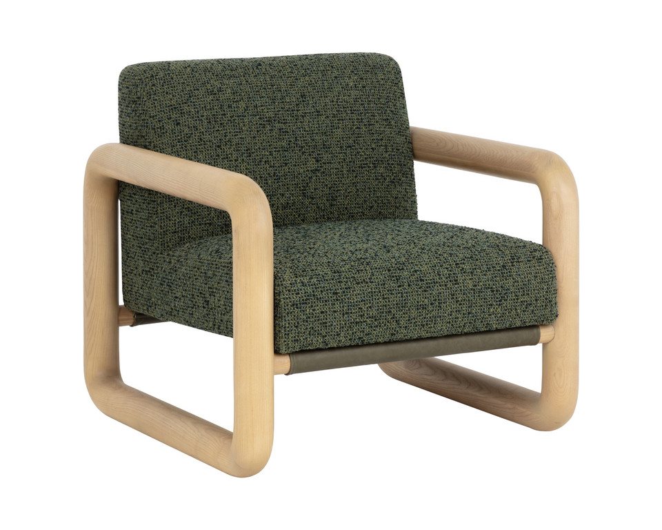 Nubo Noah Meadow / Ludlow Dark Olive Leather Lounge Chair