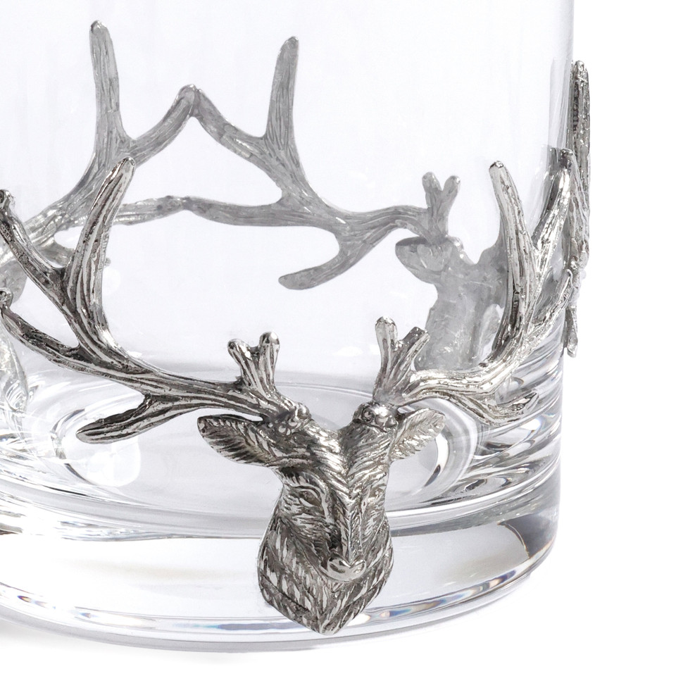 St. Anton Pewter & Glass Rock Glass, 9.47oz - Glass Close Up | Bone & Brass