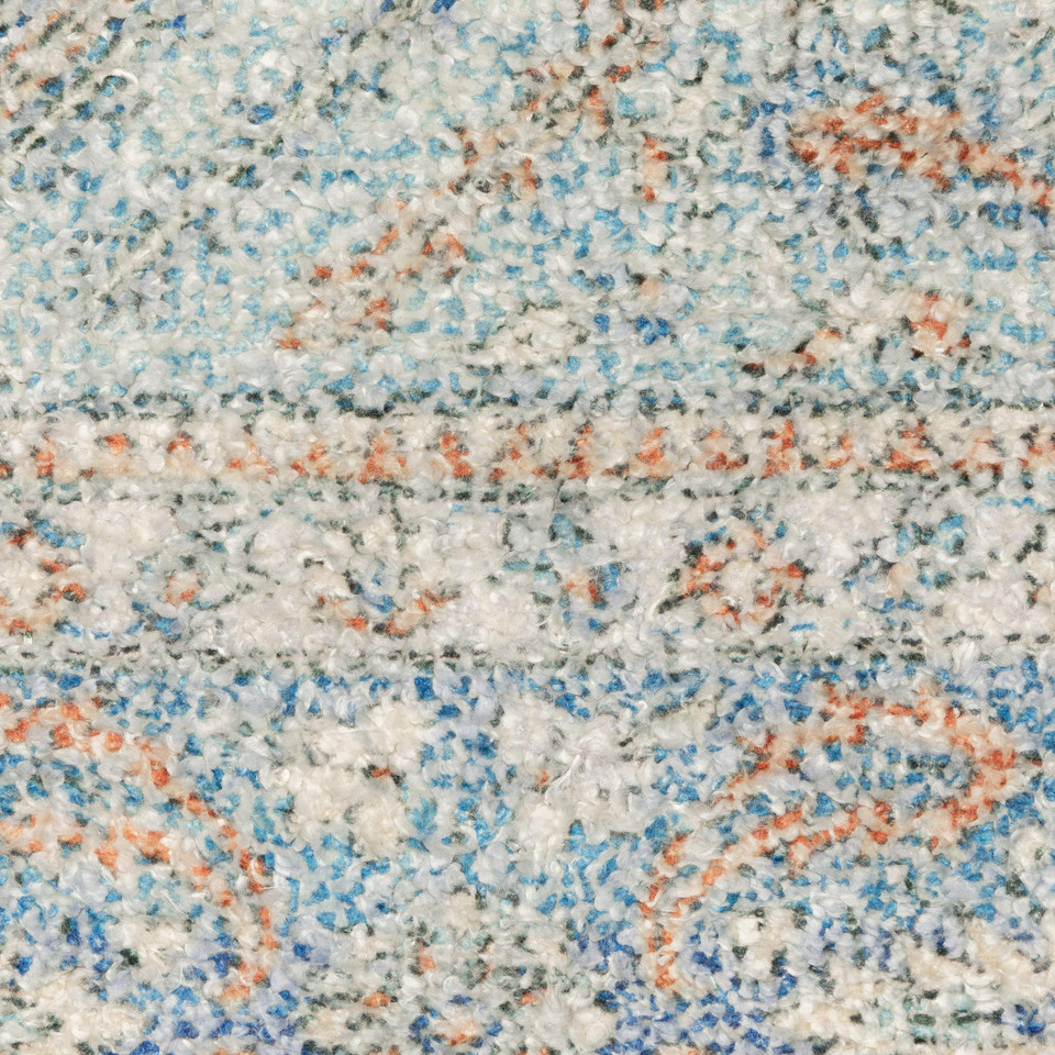 Close-up of a Malabar Blue & Red Traditional Chenille Rug with Persian design and soft texture.