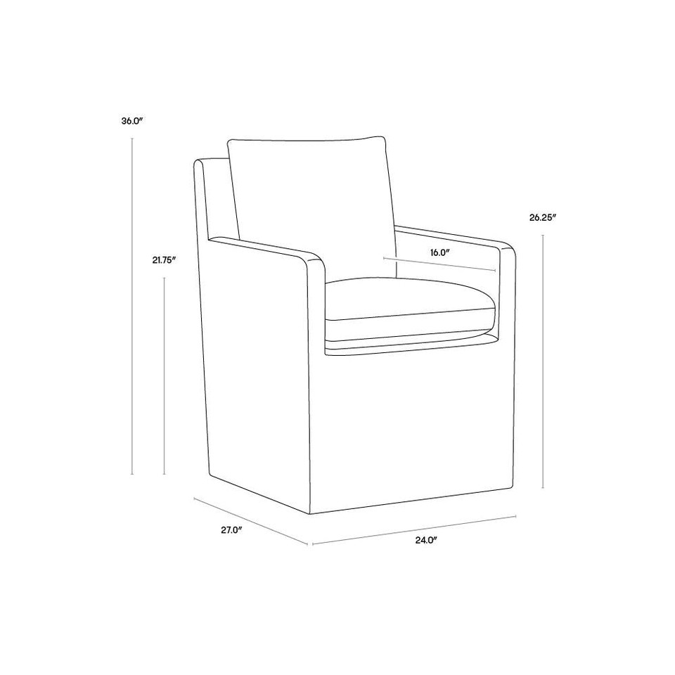 Glenrose Wheeled Dining Effie Linen Armchair, view 4