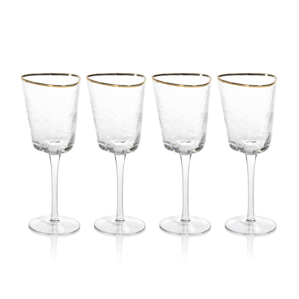Kamarone Triangular Wine Glasses Gold Rim, Set of 4 - Glass Bowl Detail | Bone & Brass