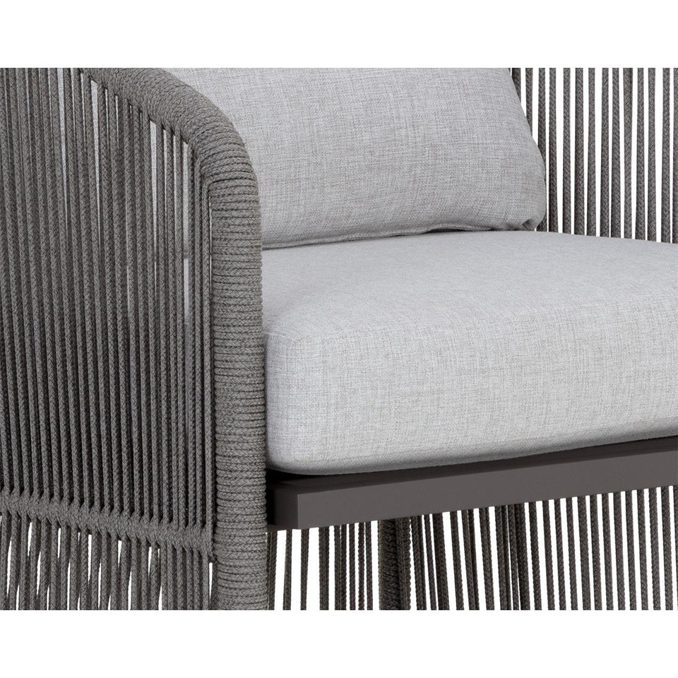 Allariz Warm Grey Rope Outdoor Dining Armchair, view 4