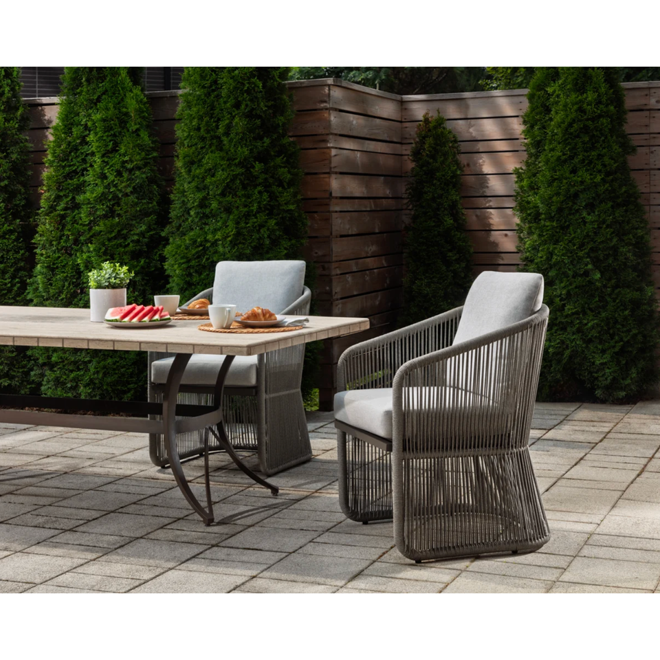 Allariz Warm Grey Rope Outdoor Dining Armchair, view 2