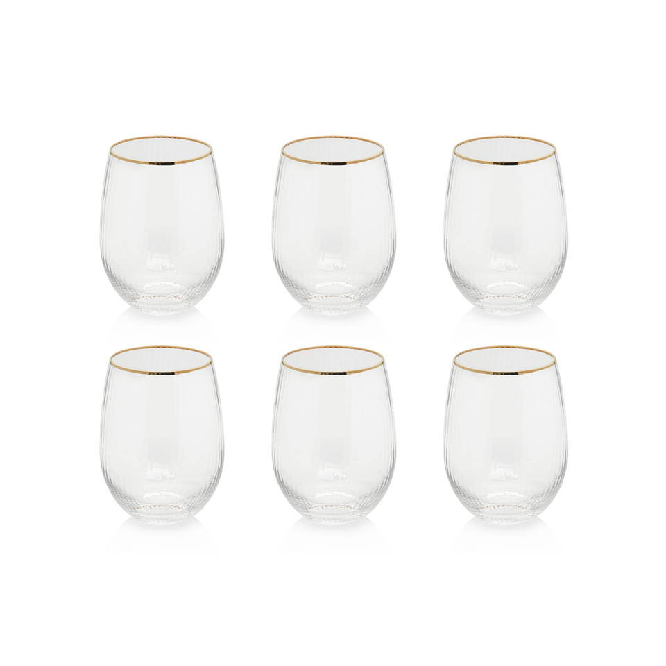Radiant Stemless All Purpose Glasses, Set 6 - Glass Side View | Bone & Brass