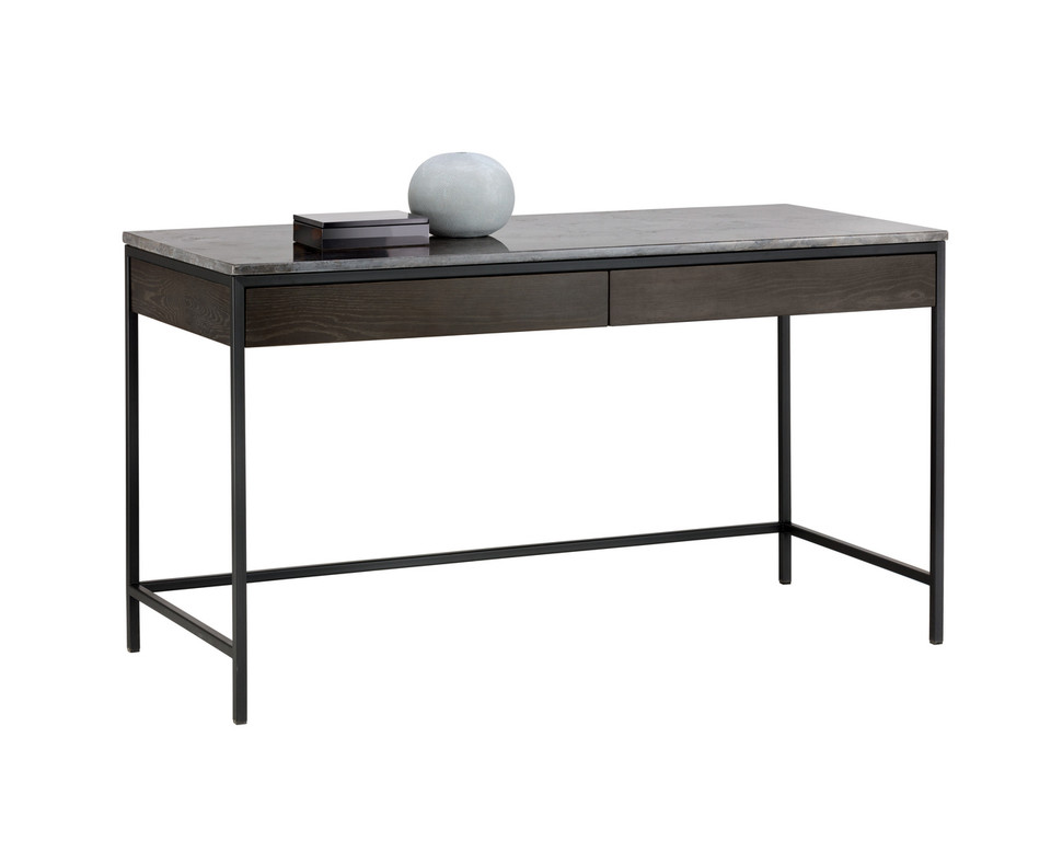 Stamos Black - Grey Marble / Charcoal Grey Desk