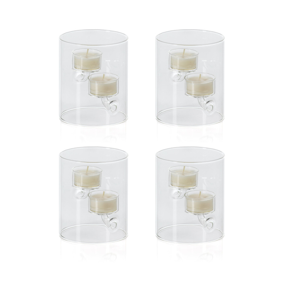 Kelsey Suspended Glass Tealight Holder, Medium, Set of 4 - Candle Holder Detail | Bone & Brass