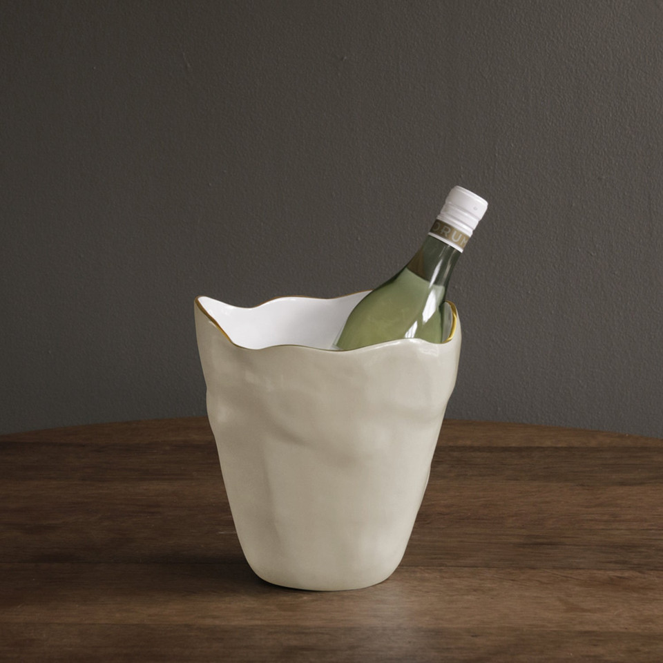 Encanto Soho Large Ice Bucket (Cream White) - Ice Bucket Side View | Bone & Brass