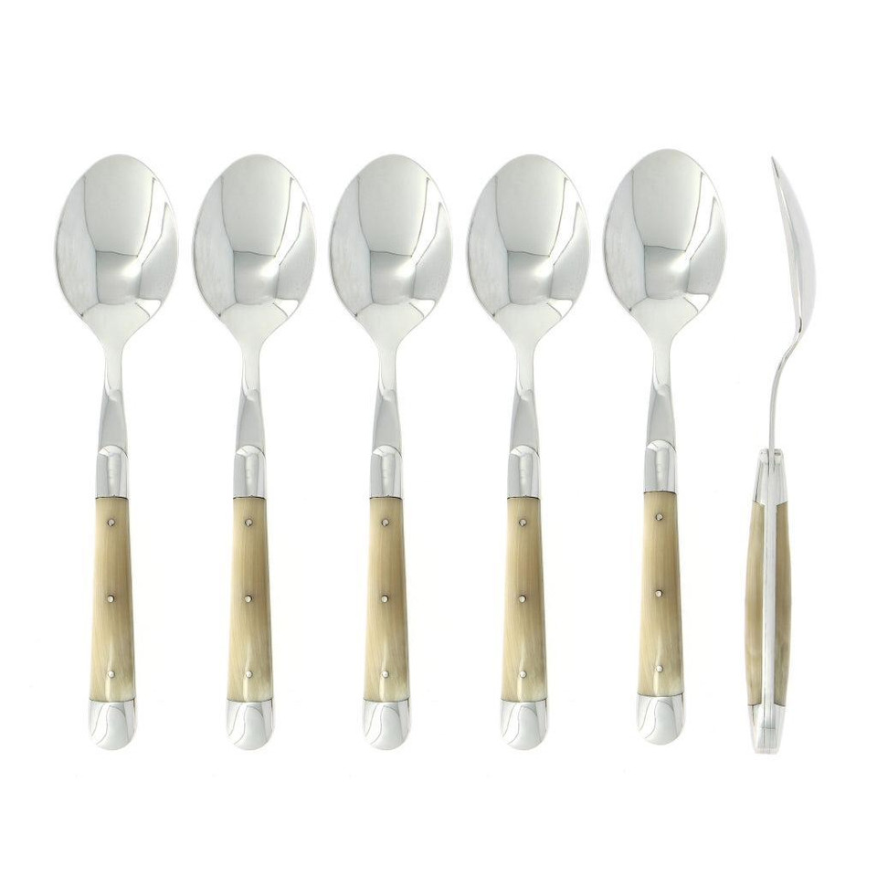 Forge de Laguiole Soup Spoons Horn Tip | Bone & Brass