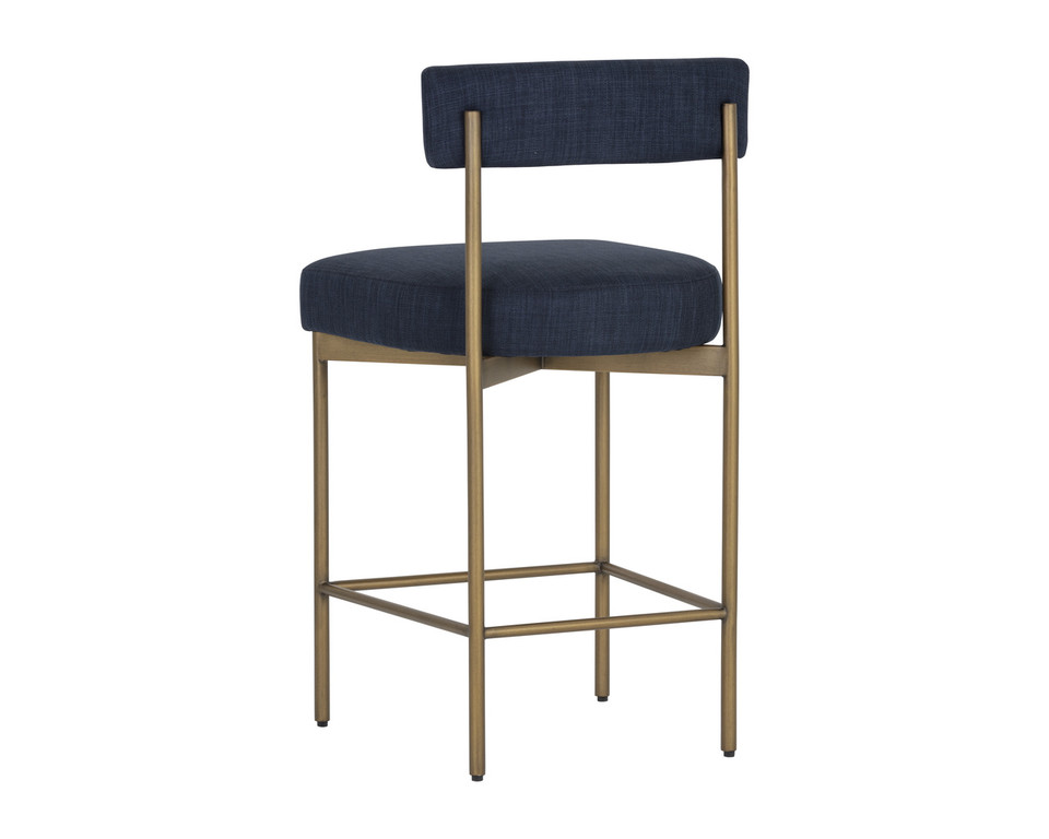 Seneca Antique Brass - Arena Navy Counter Stool