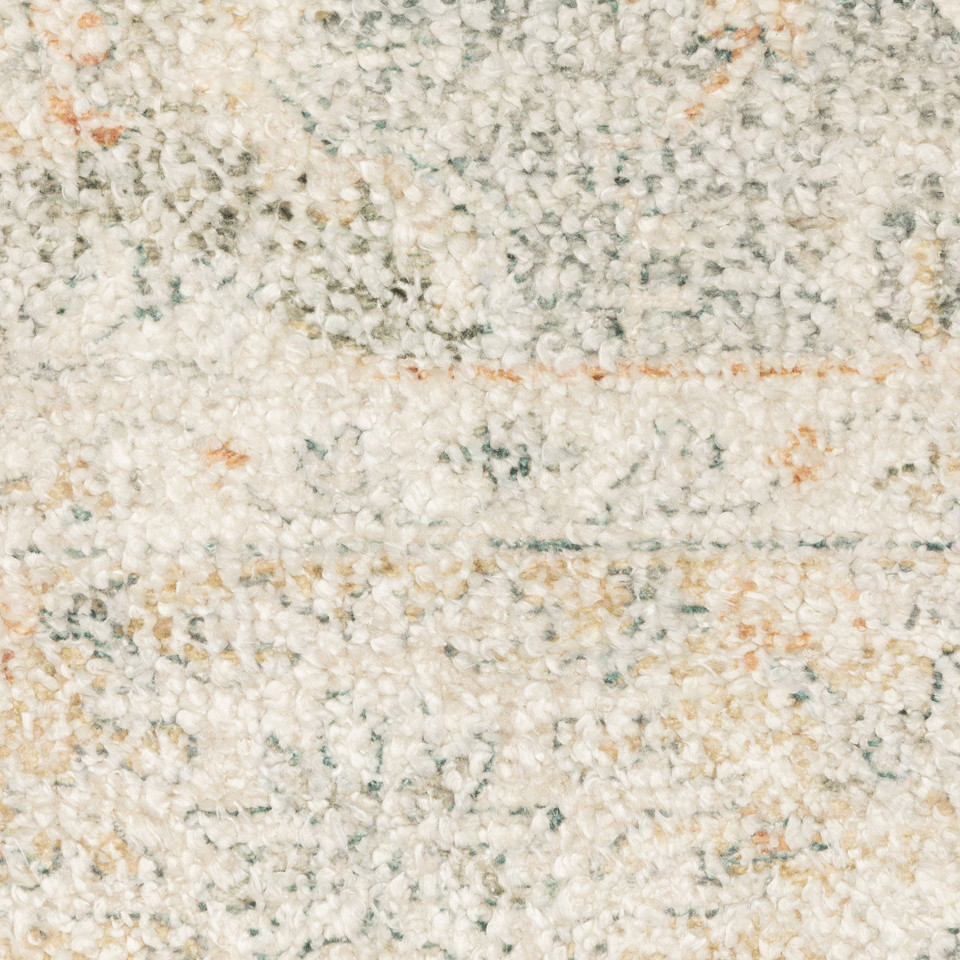 Close-up of a Malabar Beige & Grey Chenille Traditional Rug, showing its soft, hand-loomed texture and subtle Persian design.