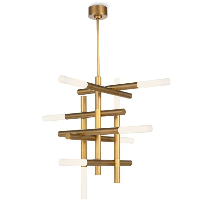 Modern Cass chandelier with polished nickel finish and frosted acrylic diffusers.
