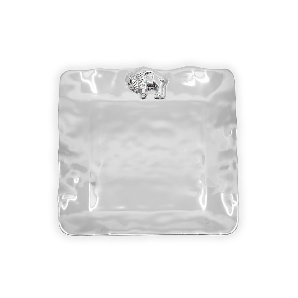 Silver Medium Square Serving Platter | Bone & Brass