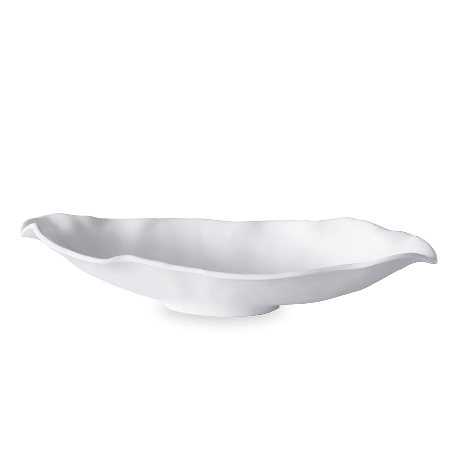 Vida Nube Medium Oval Bowl (White) | Bone & Brass