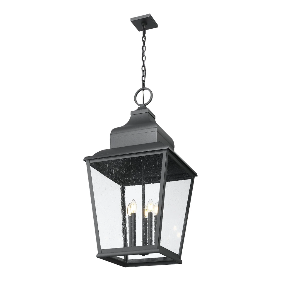 Sand Black Oversized Tapered Lantern Pendant