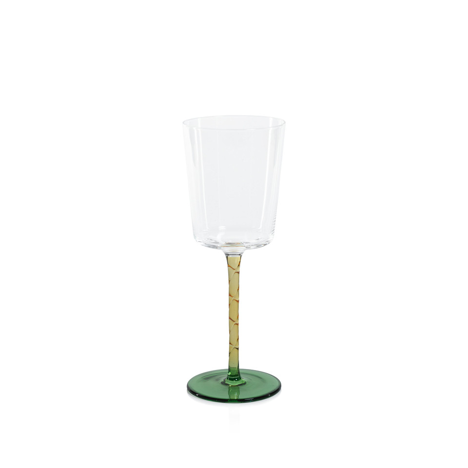 Sachi Amber & Green White Wine Glasses, Set 6 | Bone & Brass