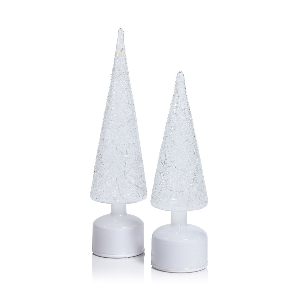 Clear Glass Rotating Tree, Holiday Lighted Table Décor - Side View | Bone & Brass