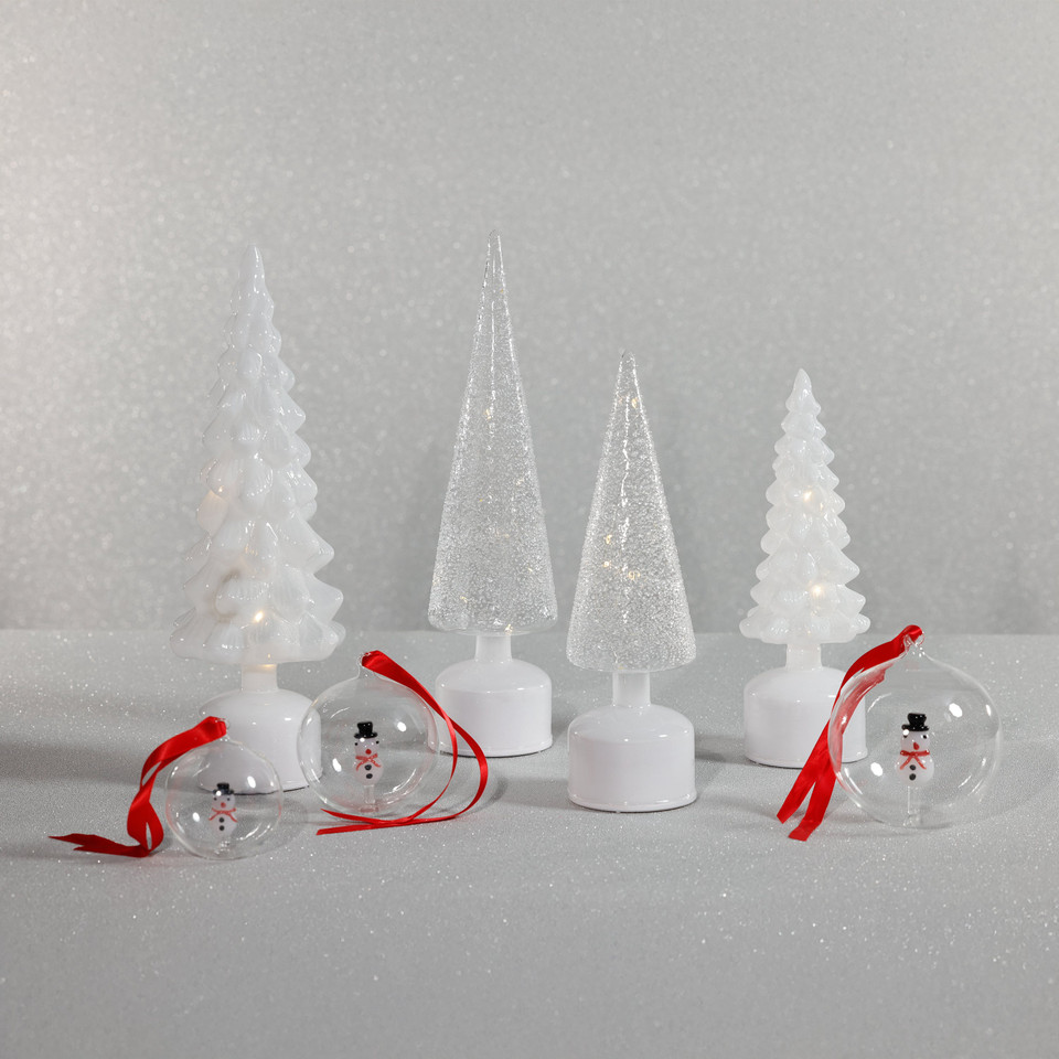 Clear Glass Rotating Tree, Holiday Lighted Table Décor - Detail View | Bone & Brass