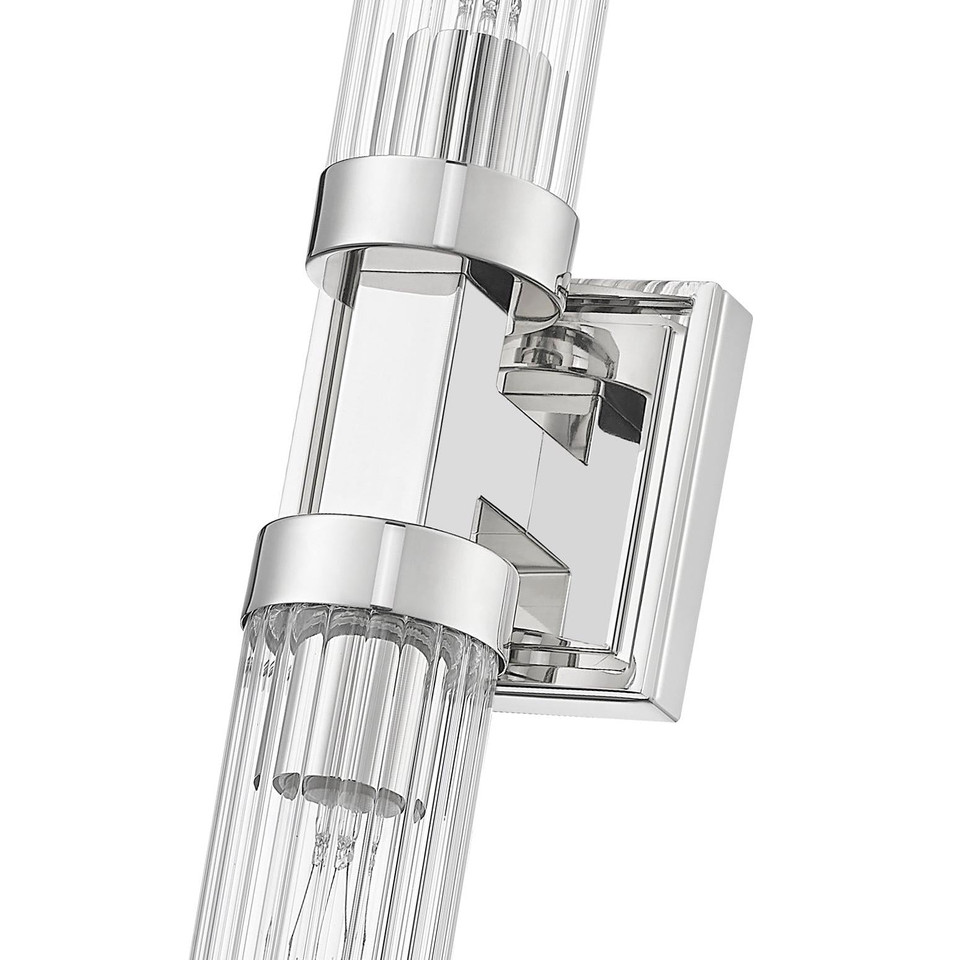 Polished Nickel Fluted Glass Wall Sconce, view 5