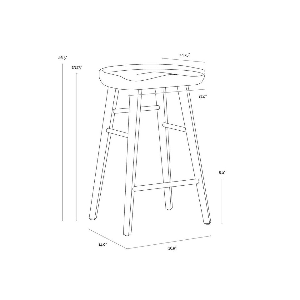 Dominic Light Oak Counter Stool, view 4