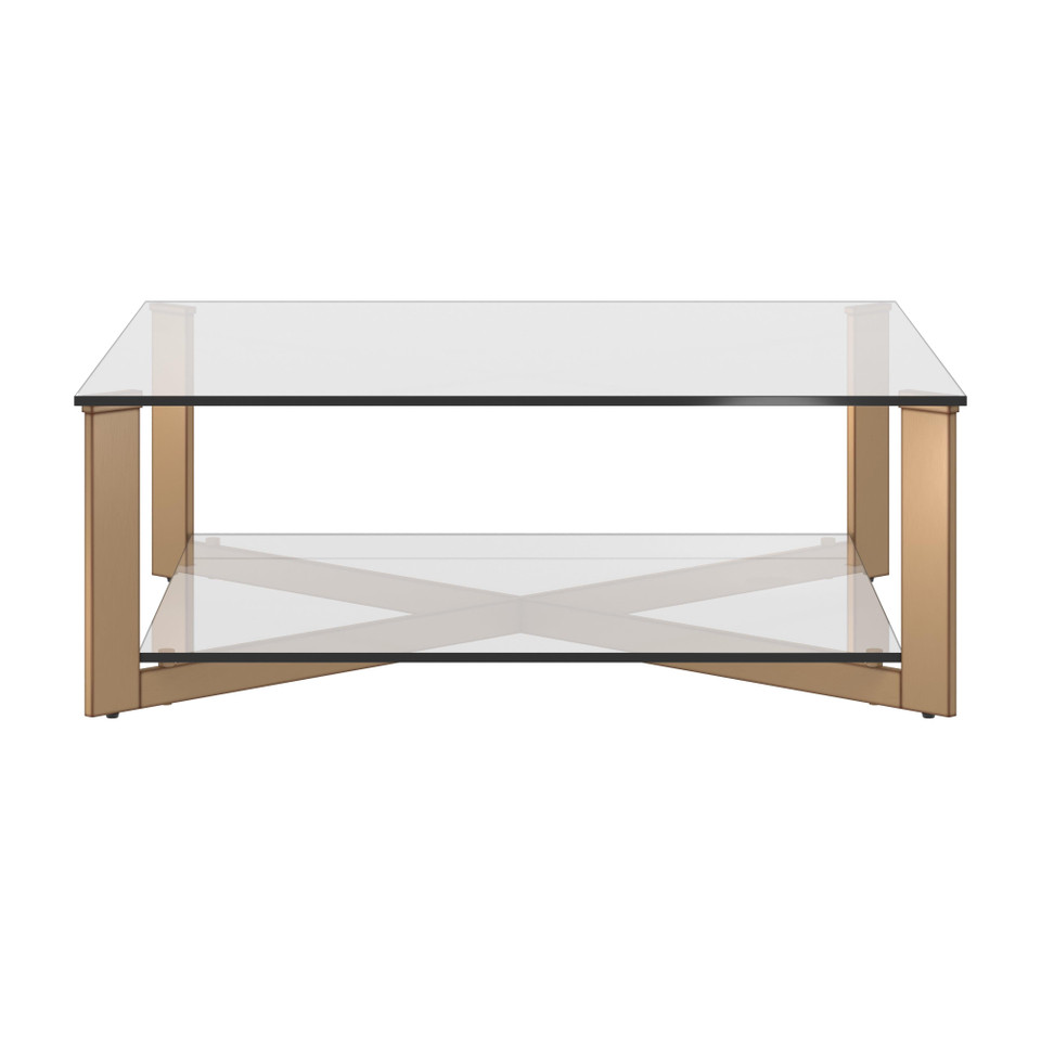 Xavier Square - Antique Brass Coffee Table, view 8