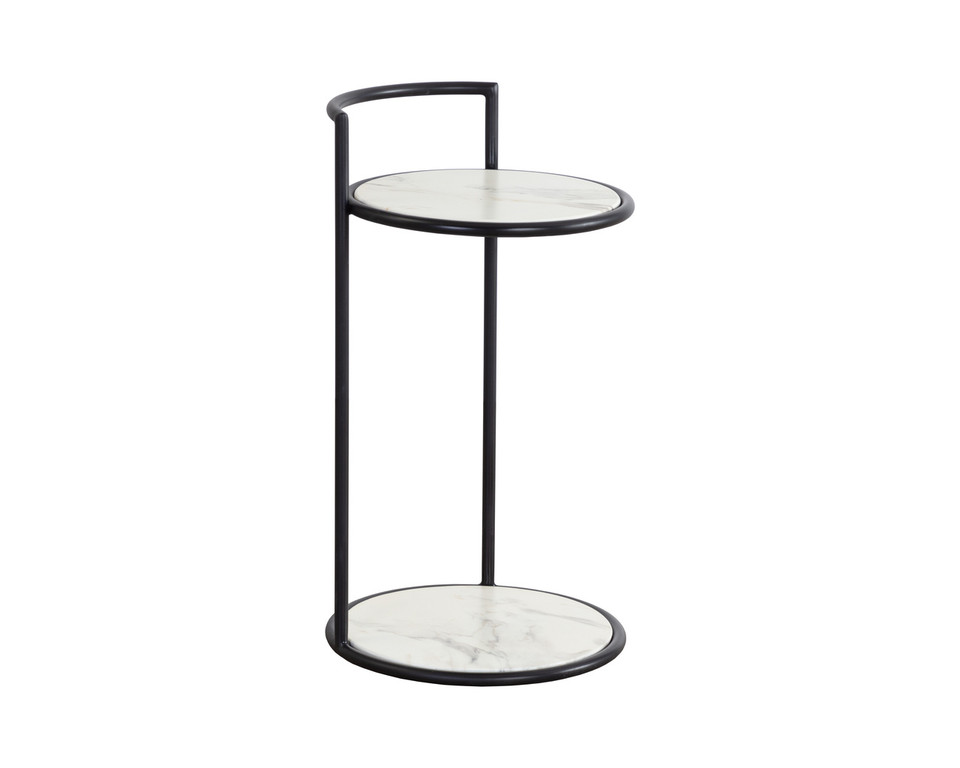 Parga End Black - Marble Look Table