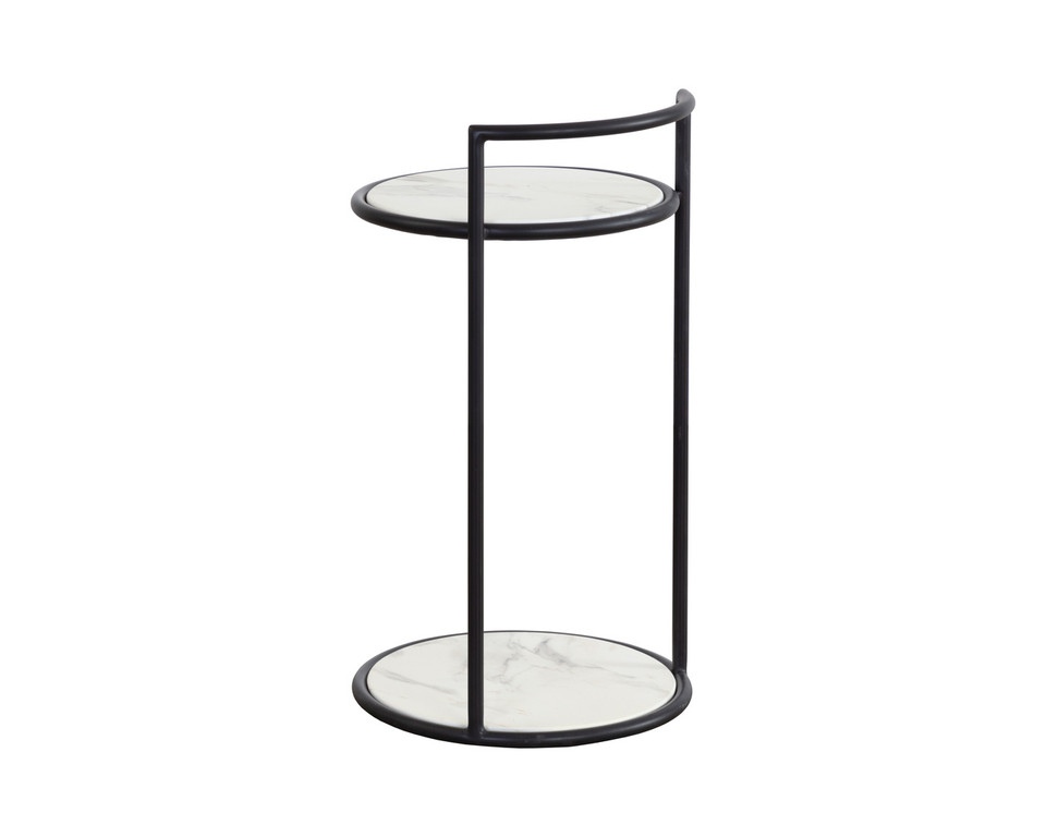 Parga End Black - Marble Look Table