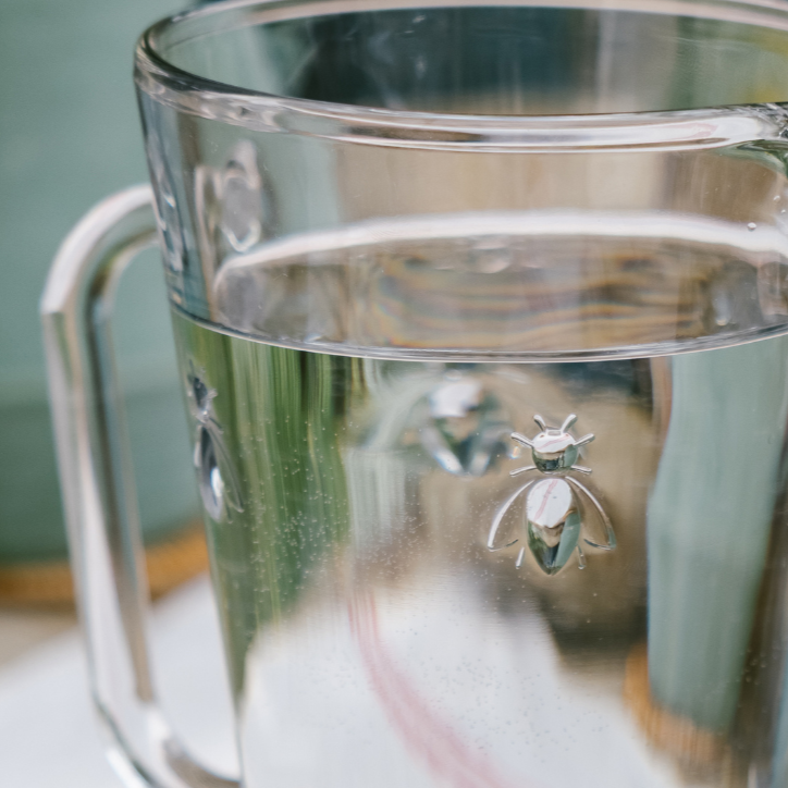 Clear Glass Bee Pitcher, view 2