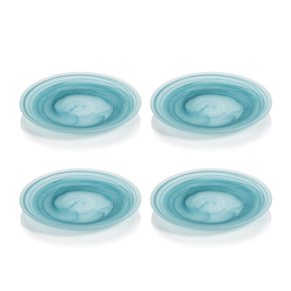 Azur Alabaster Glass Salad Plates, Set 4 - Plate Top View | Bone & Brass