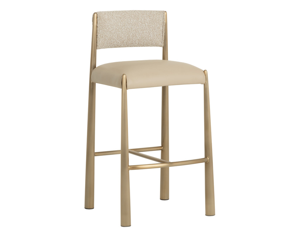 Bayard Barstool Antique Brass - Napa Beige / Santa Cruz Oatmeal